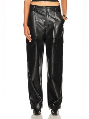 Helsa Waterbased Faux Leather Cargo Pants Straight Leg Black Revolve